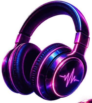 Casque audio néon illustrant le bonus de bienvenue DJ Casino